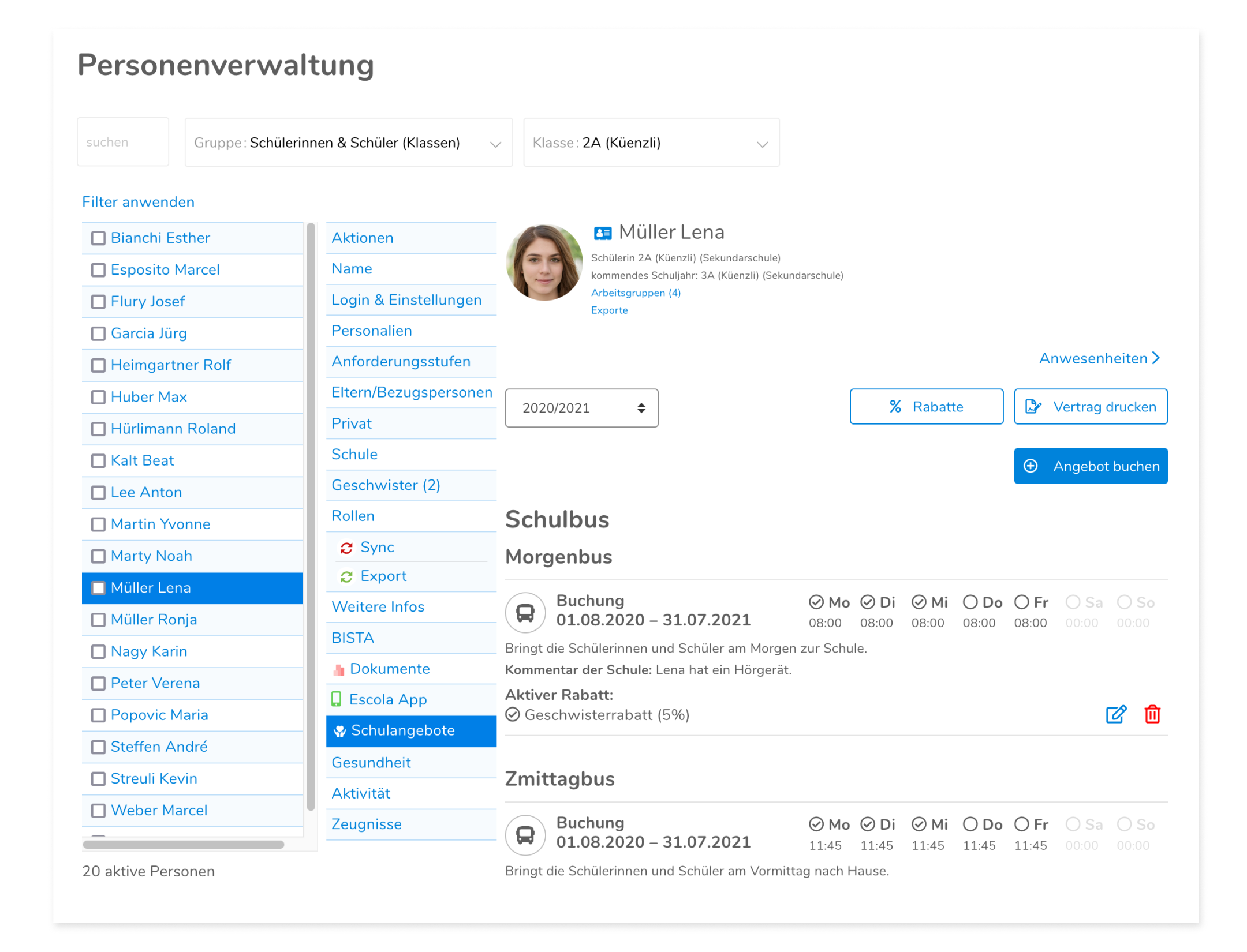 In der Personenverwaltung